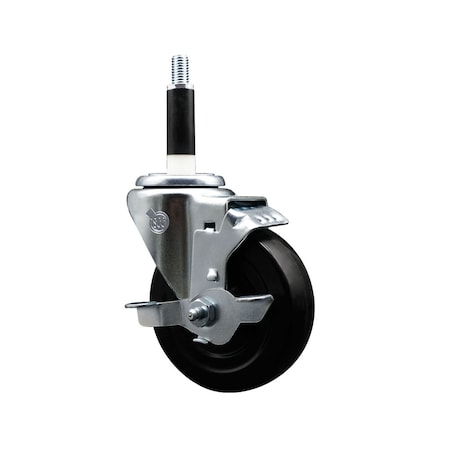 Service Caster 4'' SS Soft Rubber Swivel 7/8'' Expanding Stem Caster with Brake SCC-SSEX20S414-SRS-TLB-78